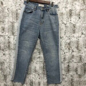 Pacsun Los Angeles Two Tone Blue Denim Mom Jean Raw Hem Sz 27